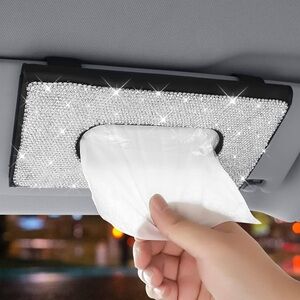 Bling Bling Tissue Holder for Car, Crystal Car Visor Tissue Box